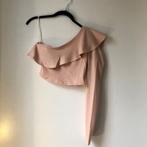 Stolen hearts peach/pink one shoulder crop top